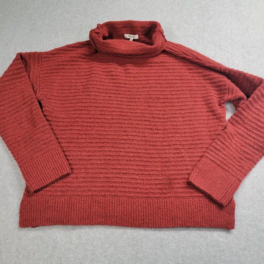 Madewell Mercer Turtleneck Sweater in Coziest Yarn Womens Size Small Rust Orange